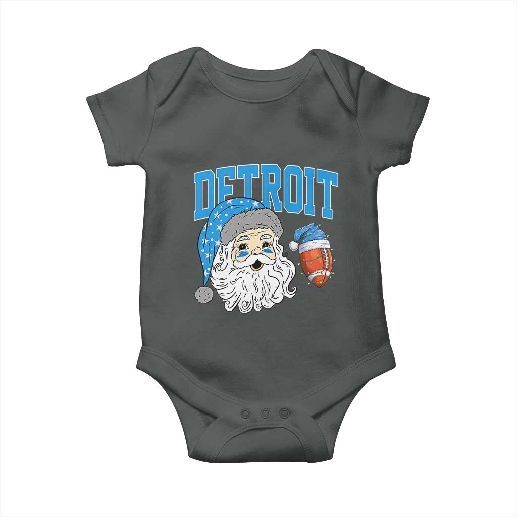 LF Football Christmas Baby Onesie Vintage Santa Claus Face Game Day Sports Fans TS10 Dark Heather Print Your Wear