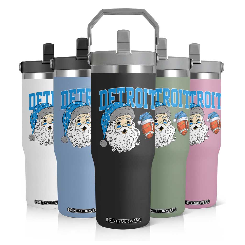 LF Football Christmas Flip Straw Tumbler Vintage Santa Claus Face Game Day Sports Fans TS10 Print Your Wear
