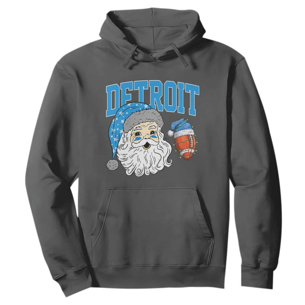 LF Football Christmas Hoodie Vintage Santa Claus Face Game Day Sports Fans TS10 Dark Heather Print Your Wear