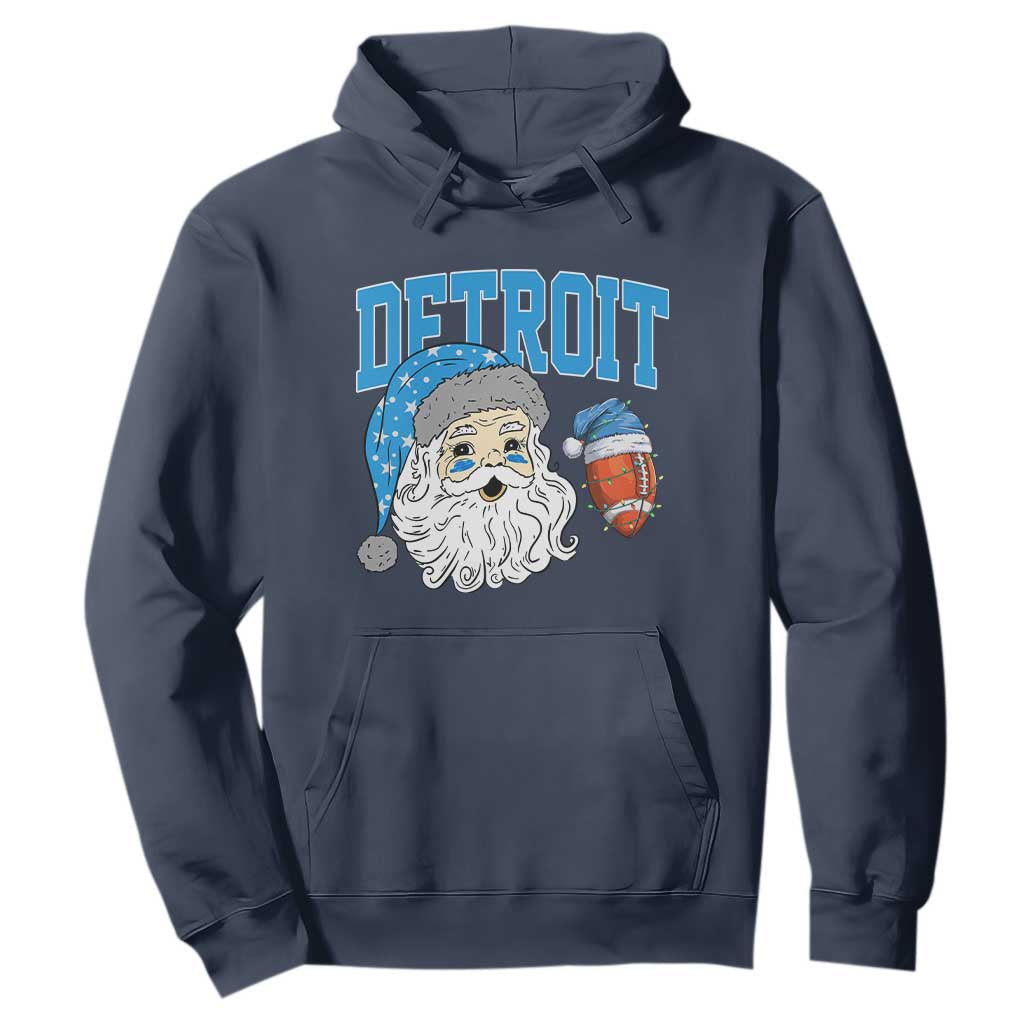 LF Football Christmas Hoodie Vintage Santa Claus Face Game Day Sports Fans TS10 Navy Print Your Wear