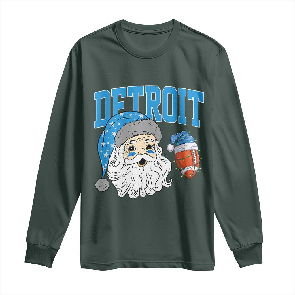 LF Football Christmas Long Sleeve Shirt Vintage Santa Claus Face Game Day Sports Fans TS10 Dark Forest Green Print Your Wear