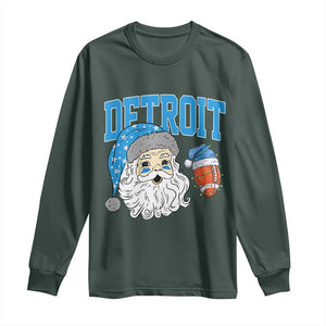 LF Football Christmas Long Sleeve Shirt Vintage Santa Claus Face Game Day Sports Fans TS10 Dark Forest Green Print Your Wear