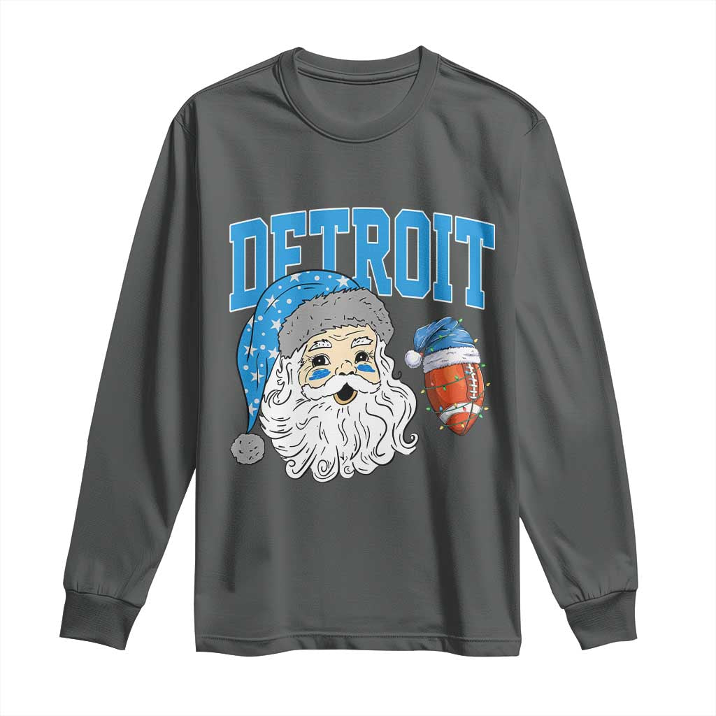 LF Football Christmas Long Sleeve Shirt Vintage Santa Claus Face Game Day Sports Fans TS10 Dark Heather Print Your Wear