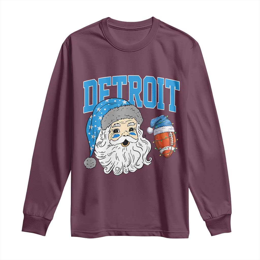 LF Football Christmas Long Sleeve Shirt Vintage Santa Claus Face Game Day Sports Fans TS10 Maroon Print Your Wear