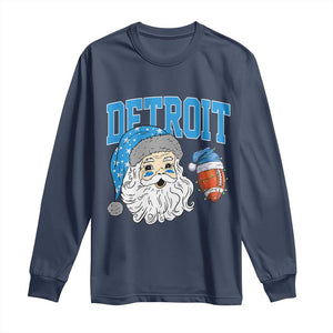 LF Football Christmas Long Sleeve Shirt Vintage Santa Claus Face Game Day Sports Fans TS10 Navy Print Your Wear