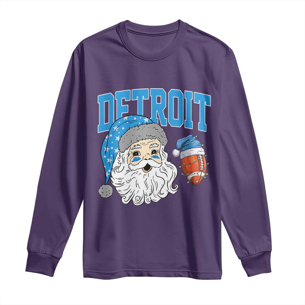 LF Football Christmas Long Sleeve Shirt Vintage Santa Claus Face Game Day Sports Fans TS10 Purple Print Your Wear