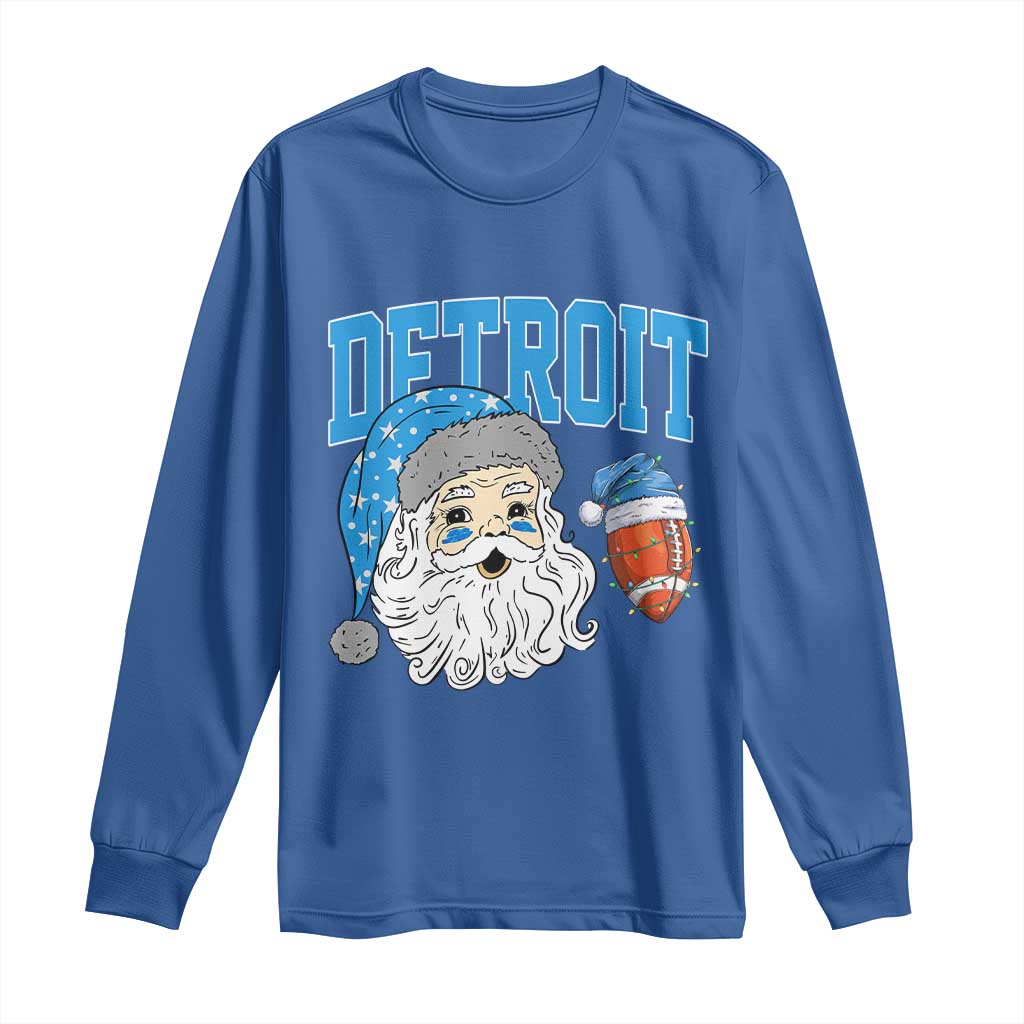 LF Football Christmas Long Sleeve Shirt Vintage Santa Claus Face Game Day Sports Fans TS10 Royal Blue Print Your Wear