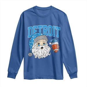 LF Football Christmas Long Sleeve Shirt Vintage Santa Claus Face Game Day Sports Fans TS10 Royal Blue Print Your Wear
