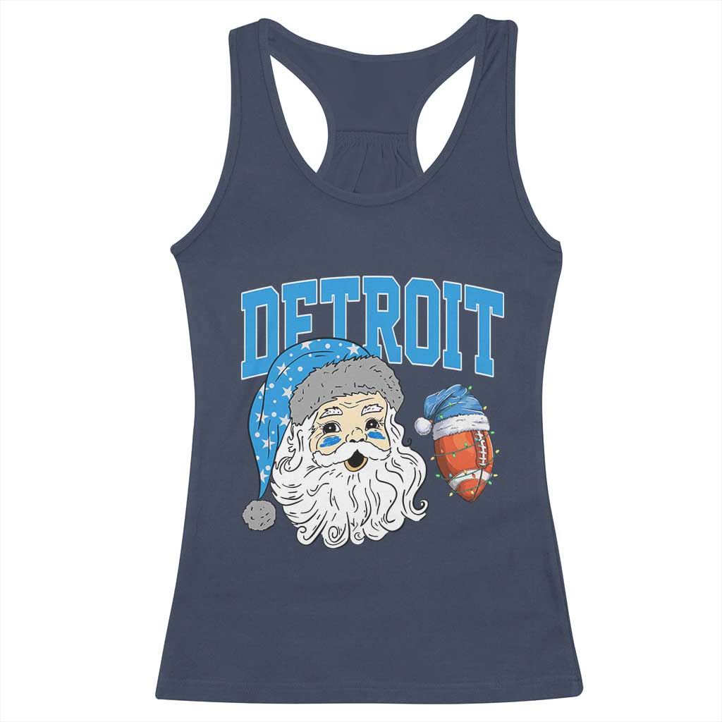 LF Football Christmas Racerback Tank Top Vintage Santa Claus Face Game Day Sports Fans TS10 Navy Print Your Wear