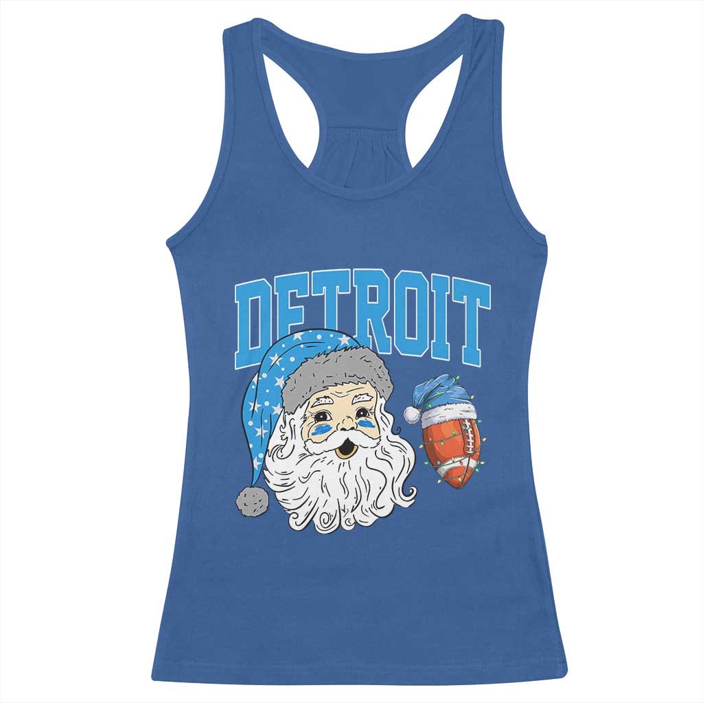 LF Football Christmas Racerback Tank Top Vintage Santa Claus Face Game Day Sports Fans TS10 Royal Blue Print Your Wear