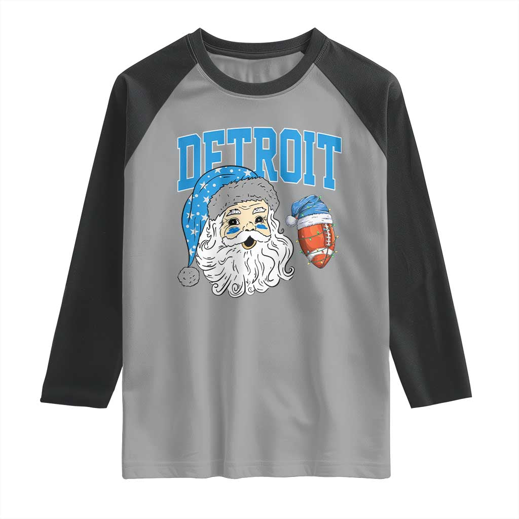 LF Football Christmas Raglan Shirt Vintage Santa Claus Face Game Day Sports Fans TS10 Sport Gray Black Print Your Wear