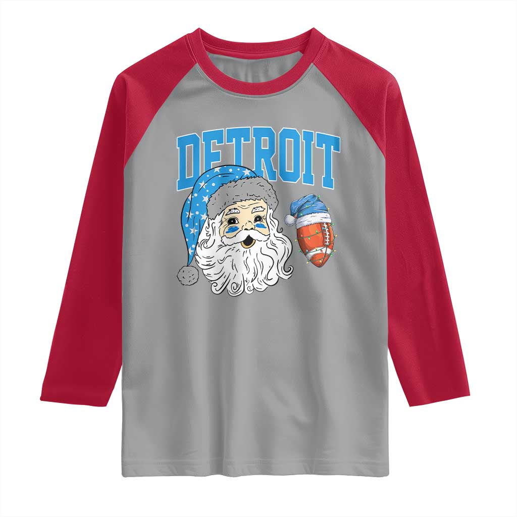 LF Football Christmas Raglan Shirt Vintage Santa Claus Face Game Day Sports Fans TS10 Sport Gray Red Print Your Wear