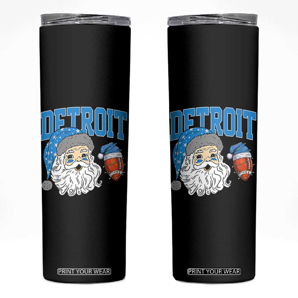 LF Football Christmas Skinny Tumbler Vintage Santa Claus Face Game Day Sports Fans TS10 Black Print Your Wear