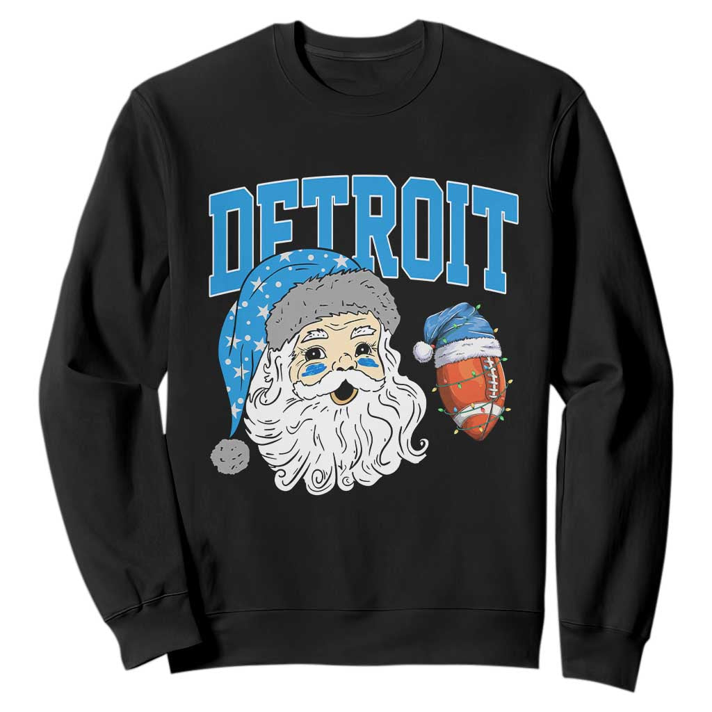 Detroit Football Christmas Sweatshirt Vintage Santa Claus Face Game Day Sports Fans TS10 Black Print Your Wear