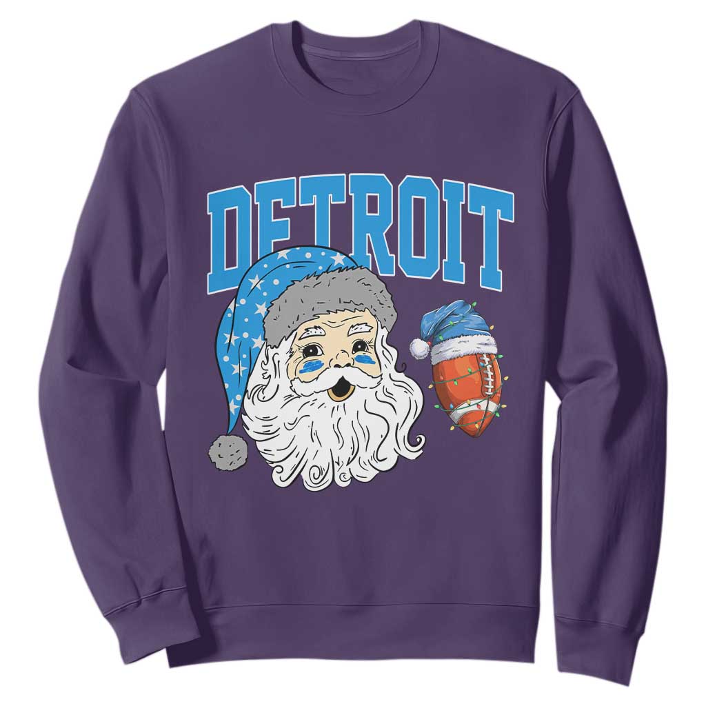 Detroit Football Christmas Sweatshirt Vintage Santa Claus Face Game Day Sports Fans TS10 Purple Print Your Wear