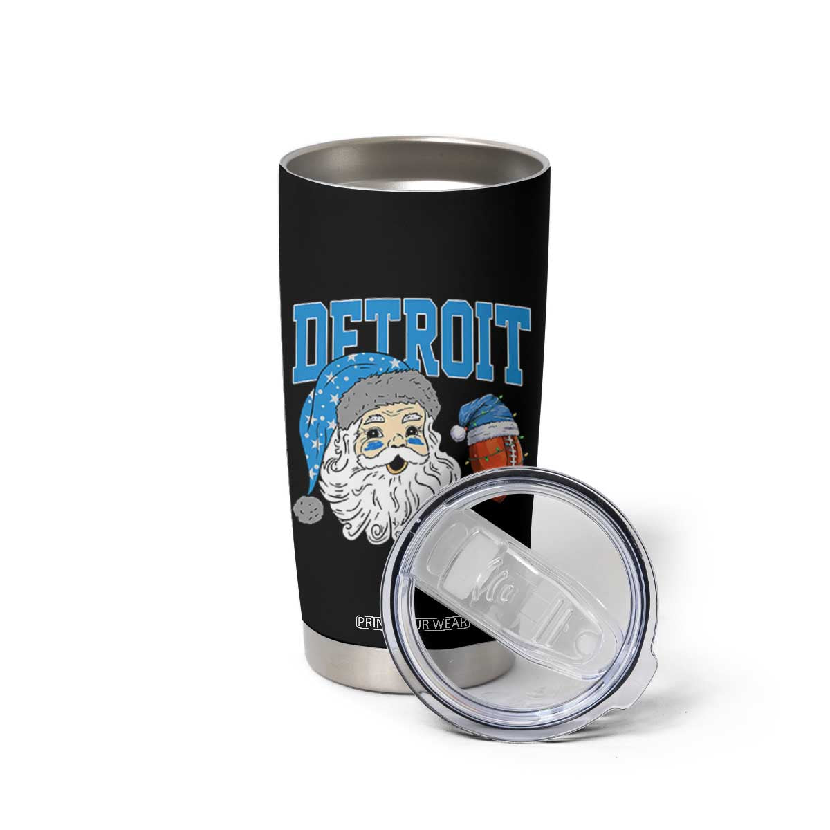 Detroit Football Christmas Tumbler Cup Vintage Santa Claus Face Game Day Sports Fans TS10 Print Your Wear