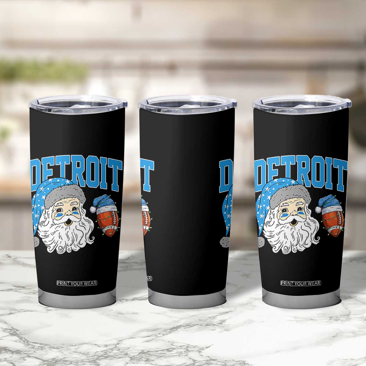 Detroit Football Christmas Tumbler Cup Vintage Santa Claus Face Game Day Sports Fans TS10 Print Your Wear
