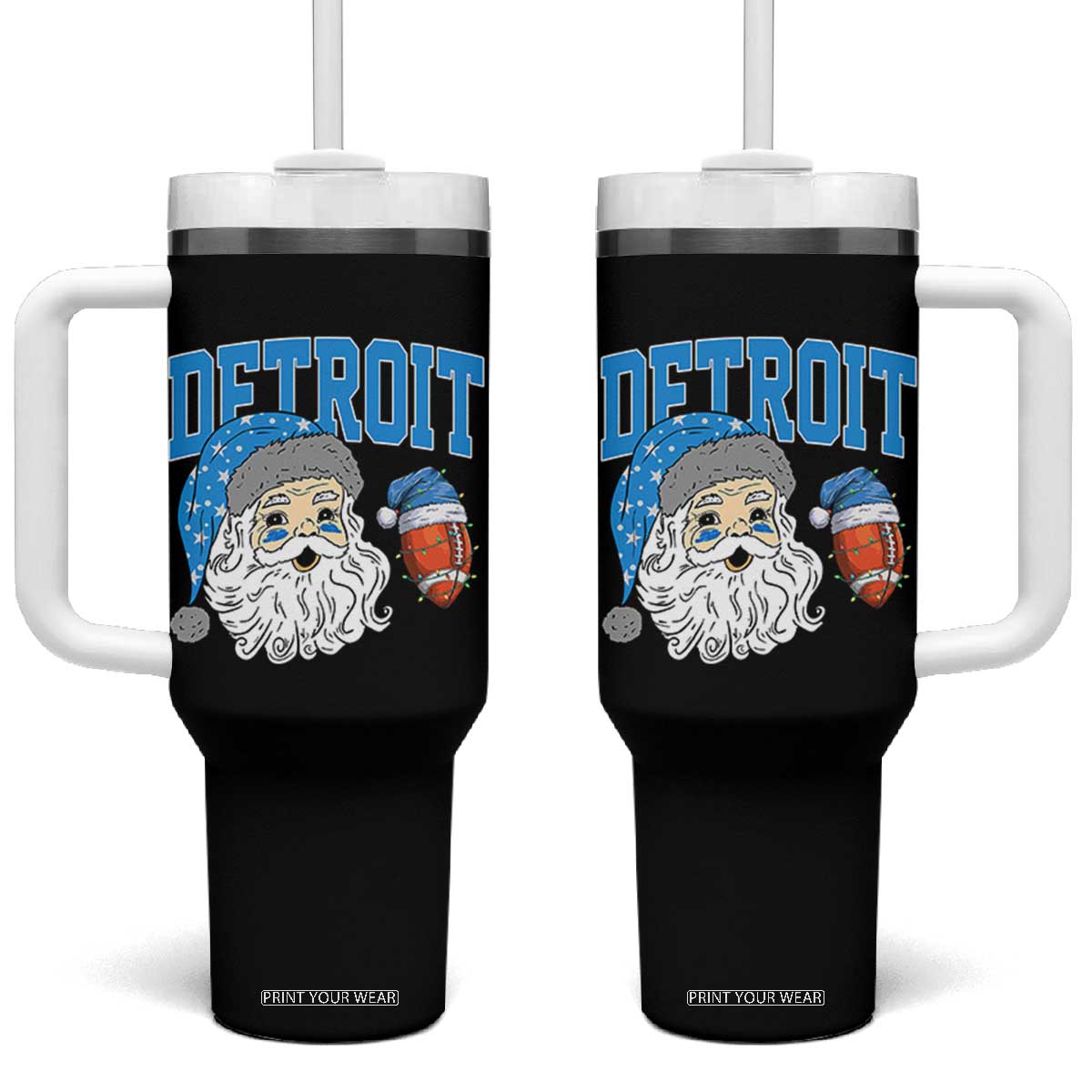 LF Football Christmas Tumbler With Handle Vintage Santa Claus Face Game Day Sports Fans TS10 One Size: 40 oz Black Print Your Wear