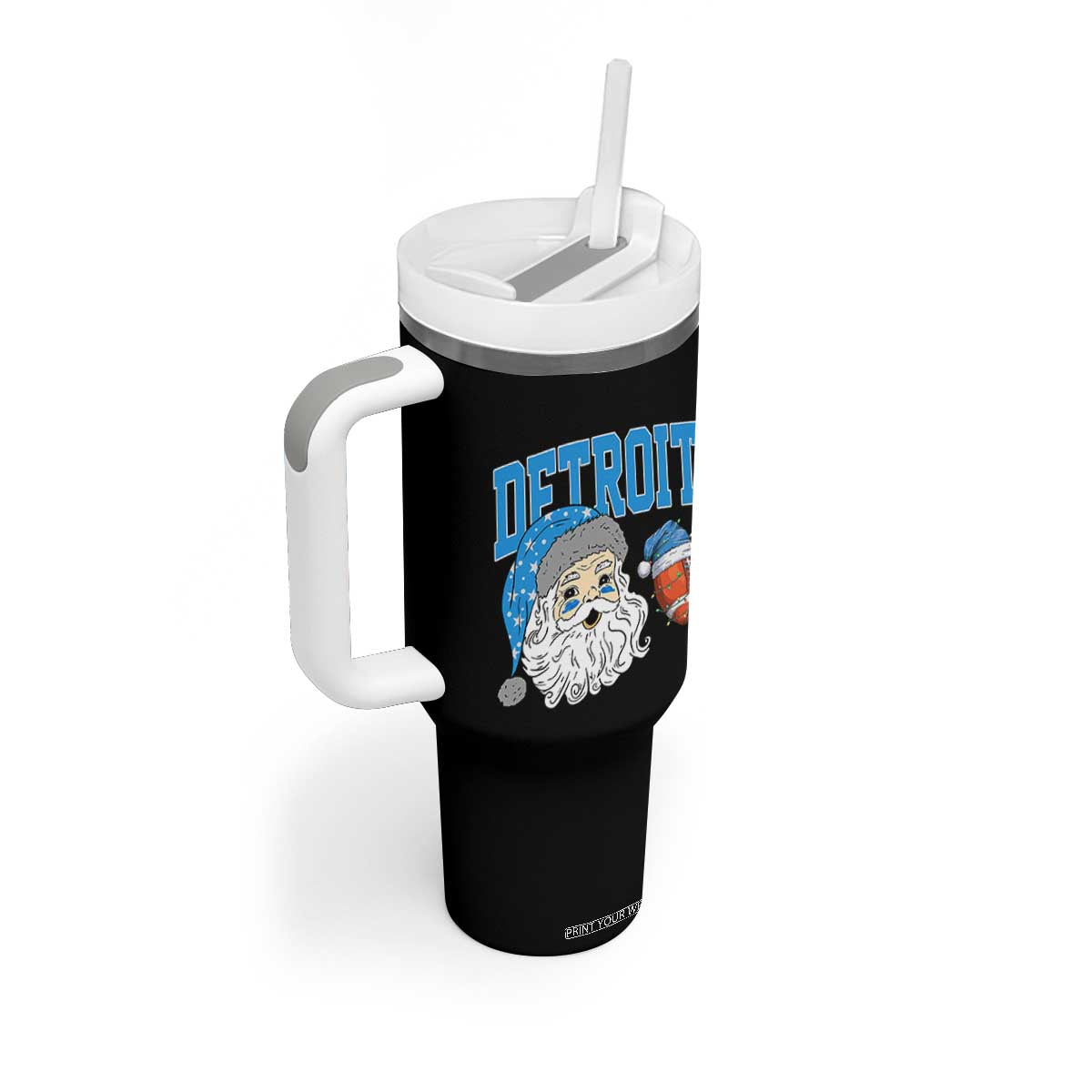 LF Football Christmas Tumbler With Handle Vintage Santa Claus Face Game Day Sports Fans TS10 Print Your Wear