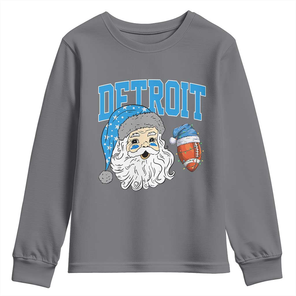 LF Football Christmas Youth Sweatshirt Vintage Santa Claus Face Game Day Sports Fans TS10 Charcoal Print Your Wear