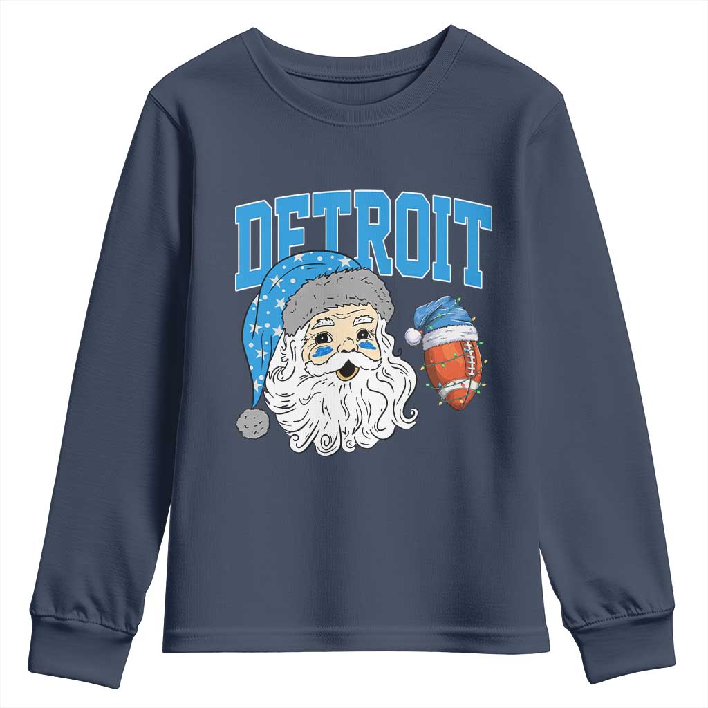 LF Football Christmas Youth Sweatshirt Vintage Santa Claus Face Game Day Sports Fans TS10 Navy Print Your Wear