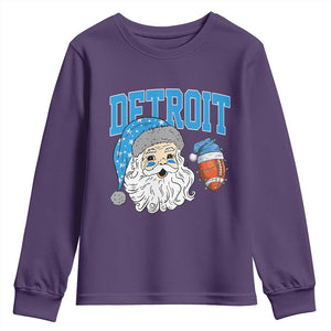 LF Football Christmas Youth Sweatshirt Vintage Santa Claus Face Game Day Sports Fans TS10 Purple Print Your Wear