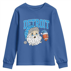 LF Football Christmas Youth Sweatshirt Vintage Santa Claus Face Game Day Sports Fans TS10 Royal Blue Print Your Wear