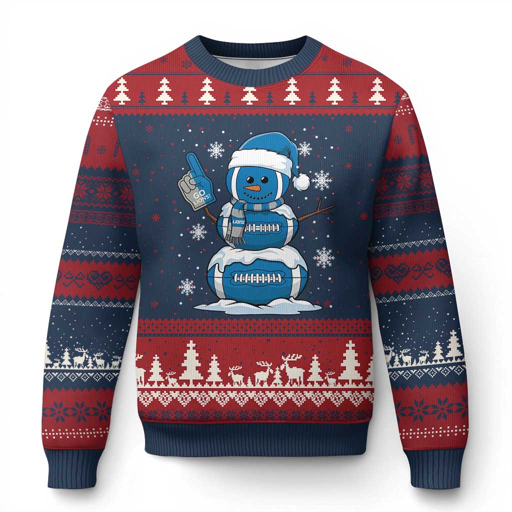 LF Christmas Snowman Ugly Christmas Sweater DFL Football Fan TS10 Navy Red Print Your Wear