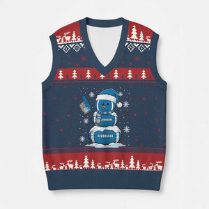 LF Christmas Snowman V-Neck Knit Sweater Vest DFL Football Fan TS10 Navy Red Print Your Wear