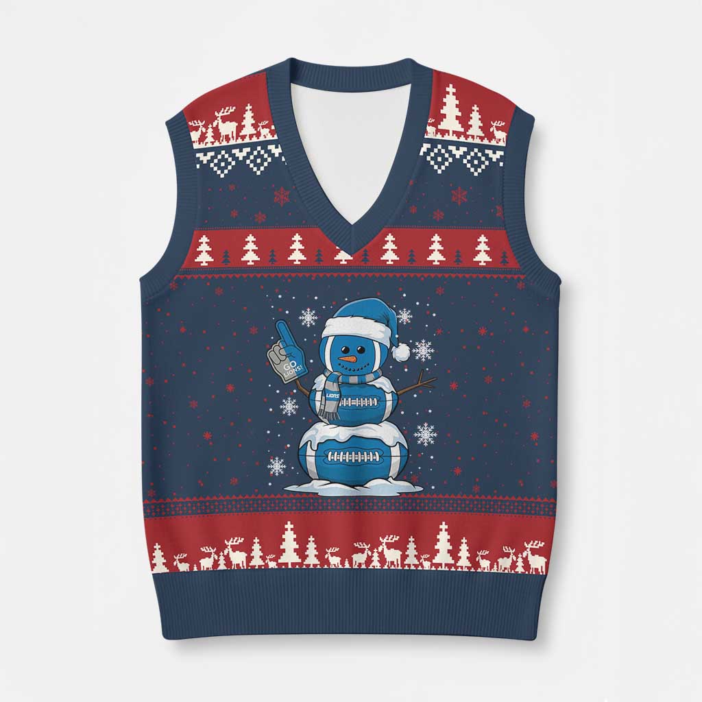 LF Christmas Snowman V-Neck Knit Sweater Vest DFL Football Fan TS10 Navy Red Print Your Wear