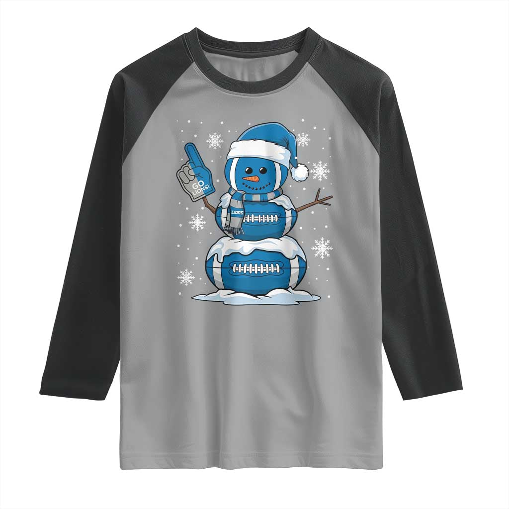 LF Christmas Snowman Raglan Shirt DFL Football Fan TS10 Sport Gray Black Print Your Wear