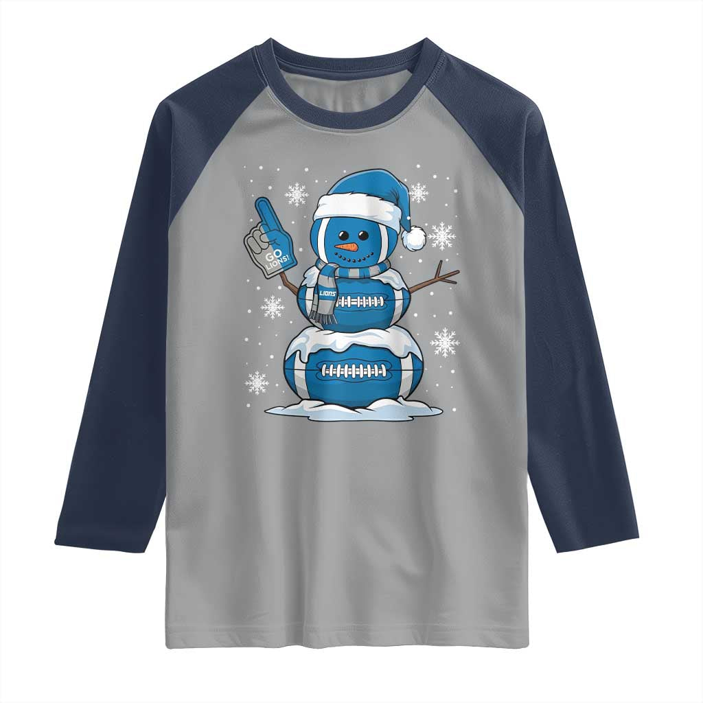 LF Christmas Snowman Raglan Shirt DFL Football Fan TS10 Sport Gray Navy Print Your Wear