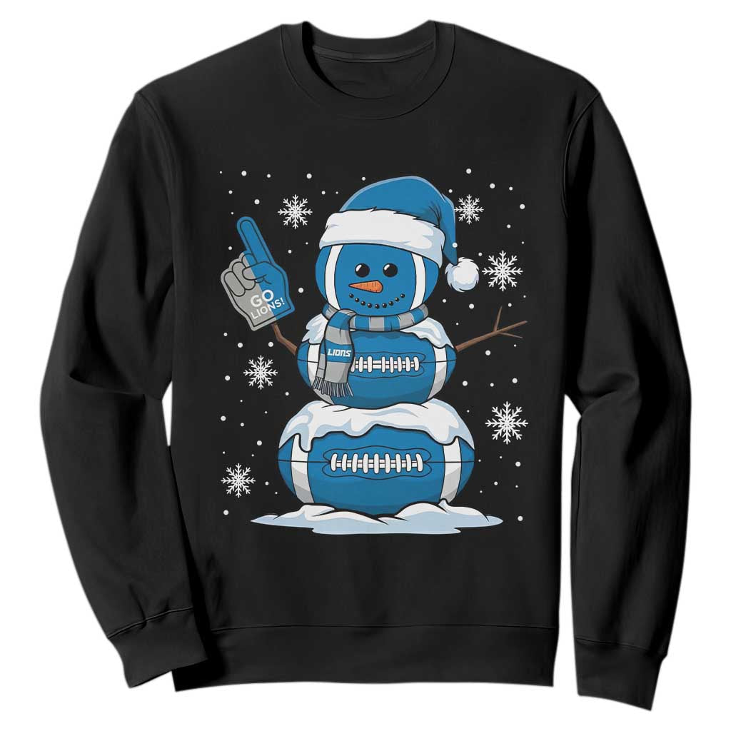 Detroit Christmas Snowman Sweatshirt Lions Football Fan TS10 Black Print Your Wear