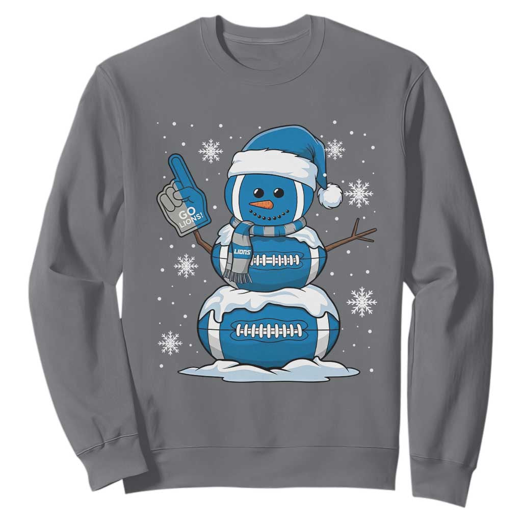 Detroit Christmas Snowman Sweatshirt Lions Football Fan TS10 Charcoal Print Your Wear