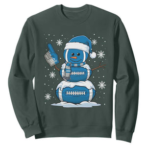 Detroit Christmas Snowman Sweatshirt Lions Football Fan TS10 Dark Forest Green Print Your Wear