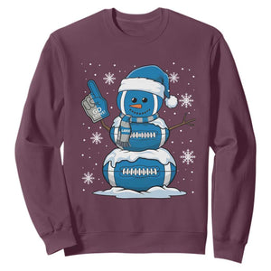 Detroit Christmas Snowman Sweatshirt Lions Football Fan TS10 Maroon Print Your Wear