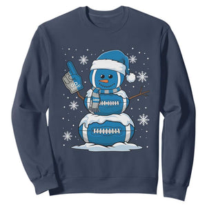 Detroit Christmas Snowman Sweatshirt Lions Football Fan TS10 Navy Print Your Wear
