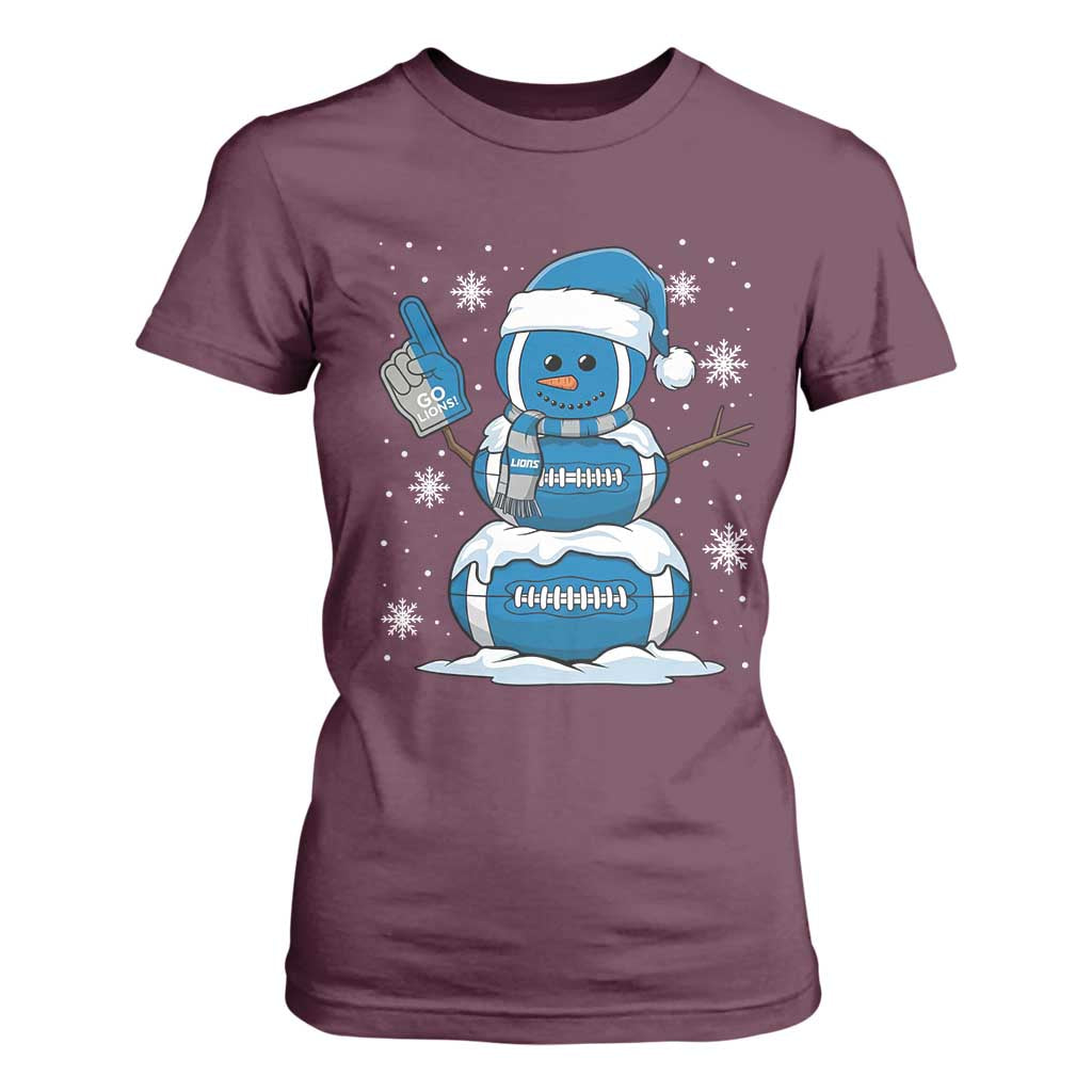 LF Christmas Snowman T Shirt For Women DFL Football Fan TS10 Maroon Print Your Wear