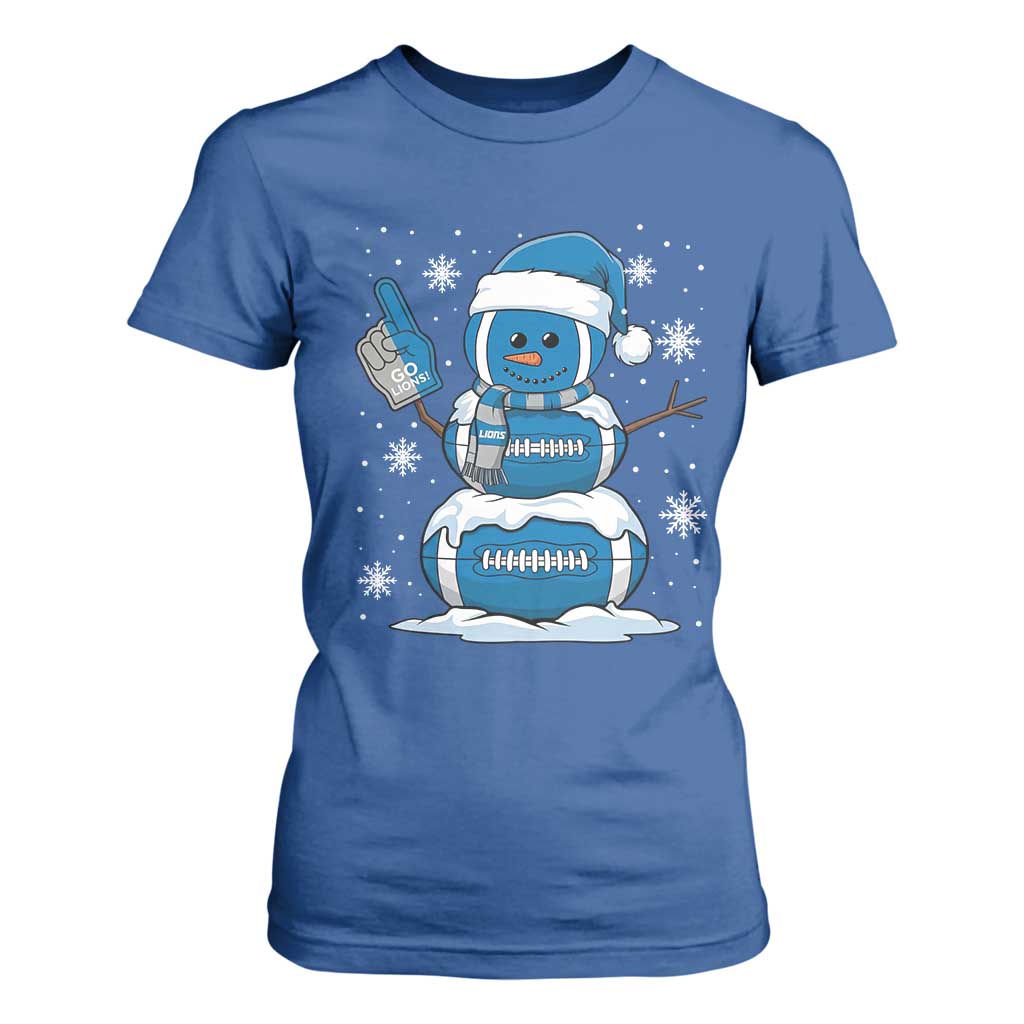 LF Christmas Snowman T Shirt For Women DFL Football Fan TS10 Royal Blue Print Your Wear