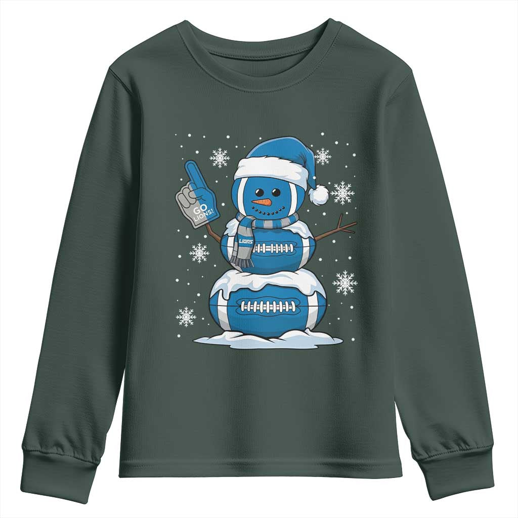 LF Christmas Snowman Youth Sweatshirt DFL Football Fan TS10 Dark Forest Green Print Your Wear