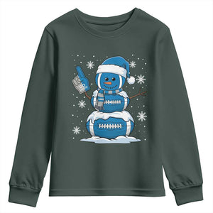 LF Christmas Snowman Youth Sweatshirt DFL Football Fan TS10 Dark Forest Green Print Your Wear