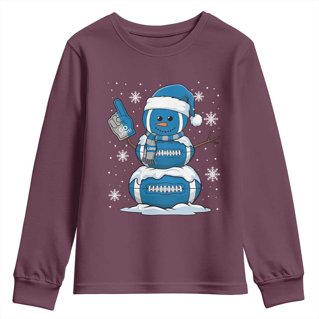 LF Christmas Snowman Youth Sweatshirt DFL Football Fan TS10 Maroon Print Your Wear