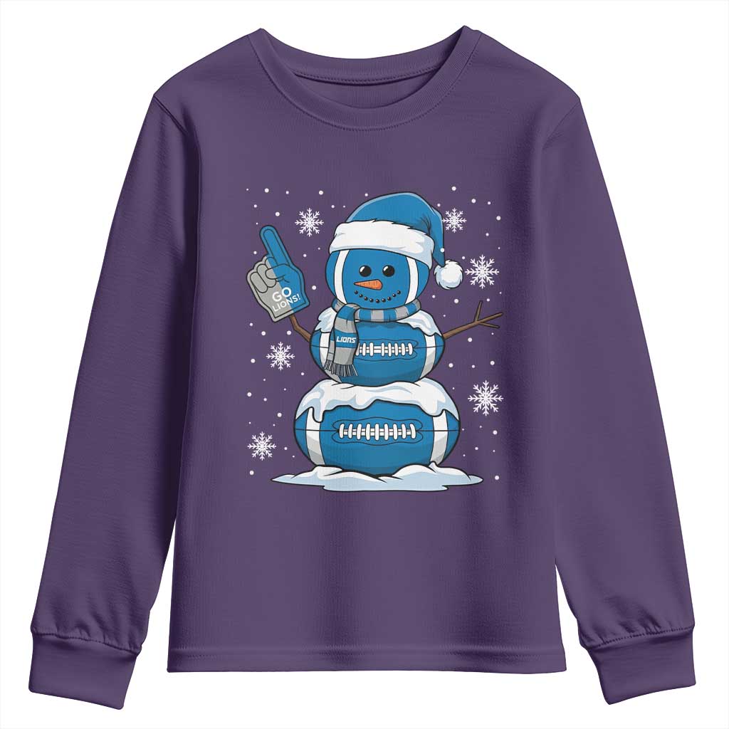 LF Christmas Snowman Youth Sweatshirt DFL Football Fan TS10 Purple Print Your Wear
