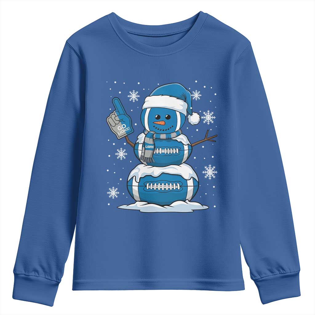 LF Christmas Snowman Youth Sweatshirt DFL Football Fan TS10 Royal Blue Print Your Wear