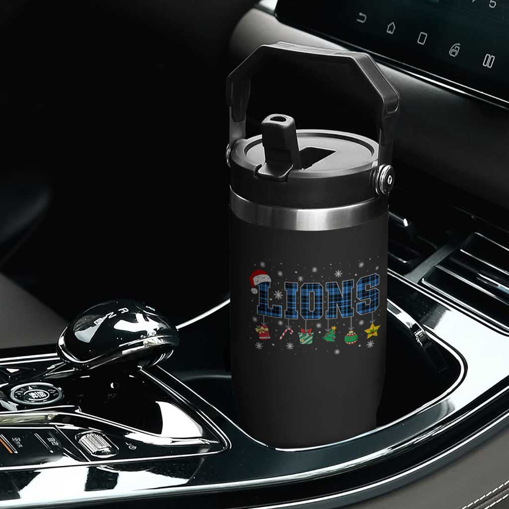 LF Christmas Flip Straw Tumbler Blue Plaid DFL Fans Xmas Pajamas TS10 Print Your Wear