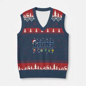LF Christmas V-Neck Knit Sweater Vest Blue Plaid DFL Fans Xmas Pajamas TS10 Navy Red Print Your Wear
