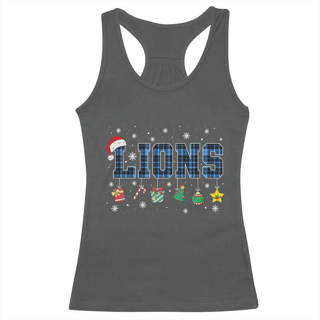 LF Christmas Racerback Tank Top Blue Plaid DFL Fans Xmas Pajamas TS10 Dark Heather Print Your Wear