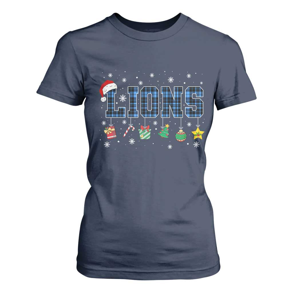 LF Christmas T Shirt For Women Blue Plaid DFL Fans Xmas Pajamas TS10 Navy Print Your Wear
