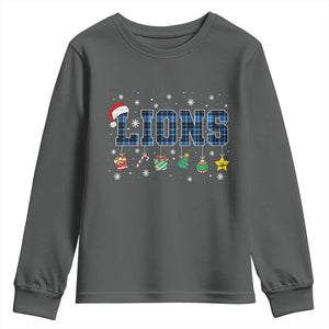 LF Christmas Youth Sweatshirt Blue Plaid DFL Fans Xmas Pajamas TS10 Dark Heather Print Your Wear