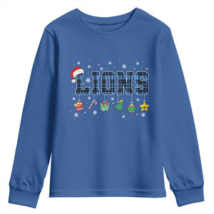 LF Christmas Youth Sweatshirt Blue Plaid DFL Fans Xmas Pajamas TS10 Royal Blue Print Your Wear